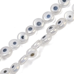 Белый Ручной сглаза бусины бисер нитей, плоско-круглые, белые, 6x2.5 мм, отверстие : 0.6 мм, около 65~66 шт / нитка, 14.33~14.45'' (36.4~36.7 см)
