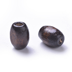 Coconut Brown Dyed Natural Wood Beads, Egg Shaped Rugby Wood Beads, Oval/Oblong, Lead Free, Coconut Brown, 15x7~8mm, Hole: 3mm, about 3800pcs/1000g