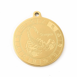 Скорпион 304 подвески из нержавеющей стали, плоско-круглые, Скорпион, 28x24.5x1.6 мм, отверстие : 2 мм