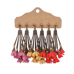 HQEF-1020 Tassel Flower Large Hoop Accessory Bohemian Round Oil Drip Colorful Vintage Earrings Set