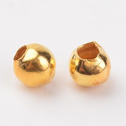 Золотой Spacer бисер железа, круглые, золотые, 3 мм диаметром, толщиной 3 мм , отверстие : 1.2 мм