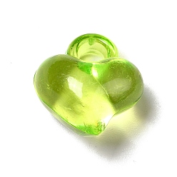 Green Yellow Transparent Acrylic Pendants, Asymmetrical Heart Charm, Green Yellow, 15.5x14x9.5mm, Hole: 3mm, about 610pcs/500g