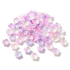 Фиолетовый Акриловый шарик крышки, 5-лепестков цветка, фиолетовые, 11x11x4 мм, отверстие : 1.6 мм, 4166 шт / 500 г