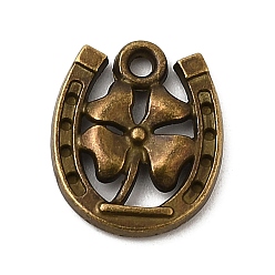 Античная Бронза Подвески из сплава , подковы с подвесками в виде клевера, античная бронза, 18x15x2 мм, отверстие : 2 мм