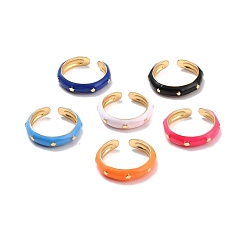 Mixed Color Brass with Enamel Rings,  Long-Lasting Plated, Lead Free & Cadmium Free & Nickel Free, Real 18K Gold Plated, Mixed Color, 4mm, Inner Diameter: 17mm