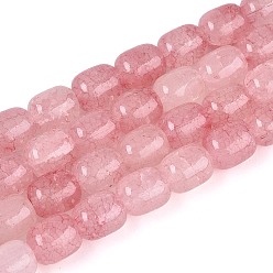 Розовый Выпечки нарисованные потрескивание стеклянные бусины пряди, баррель, туманная роза, 9.5~10x8~8.5 мм, отверстие : 0.8~1.4 мм, около 79~83 шт / нитка, 29.92~31.5'' (76~80 см)