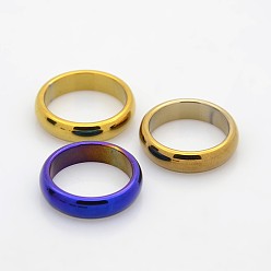 Mixed Color Electroplate Non-Magnetic Synthetic Hematite Wide Band Rings, Mixed Color, 17mm