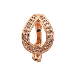 Розовое Золото Реечное покрытие латунь микро паве прозрачный кубический цирконий складные застежки, долговечный, без свинца и без кадмия, розовое золото , 13.5x9x8.5 мм, отверстие : 1.2 мм