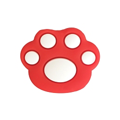 Crimson Bear Paw Food Grade Eco-Friendly Silicone Focal Beads, Chewing Beads For Teethers, Crimson, 28.5mm