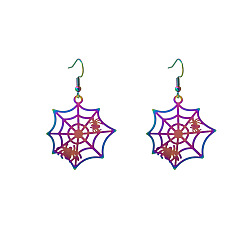 E5763-6/Spider Colorful Gradient Plating Earrings for Halloween Party Costume Accessories