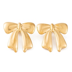 Золотой Ионное покрытие (IP) бантом 304 серьги-гвоздики из нержавеющей стали для женщин, золотые, 30x29 мм