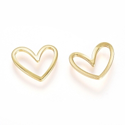Real 18K Gold Plated Brass Linking Rings, Long-Lasting Plated, Heart, Real 18K Gold Plated, 11.5x13x1mm, Inner Diameter: 4x11mm
