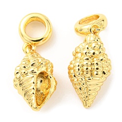 Real 18K Gold Plated Brass European Dangle Charms, Large Hole Pendants, Lead Free & Cadmium Free, Conch Charm, Real 18K Gold Plated, 27mm, Hole: 4.8mm