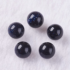 Blue Goldstone Synthetic Blue Goldstone Beads, Gemstone Sphere, Undrilled/No Hole, Round, 6mm