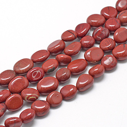 Red Jasper Natural Red Jasper Beads Strands, Oval, 8~15x7~12x4~12mm, Hole: 1mm, about 30~45pcs/strand, 15.7 inch