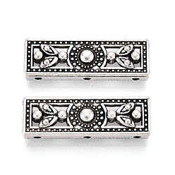 Античное Серебро Сплав многожильных ссылки, без кадмия и без свинца, прямоугольные, античное серебро, 25x8x4 мм, отверстие : 1 мм