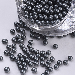 Slate Gray Glass Seed Beads, Baking Varnish, Opaque Colours, For Nail Art Decoration, No Hole/Undrilled, Round, Slate Gray, 2~2.5mm, about 450g/bag