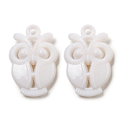 White Opaque Acrylic Pendants, Owl Charms, White, 35.5x23x7mm, Hole: 3mm, about 215pcs/500g