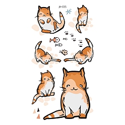 Orange Cartoon Cat Pattern Removable Temporary Tattoos Paper Stickers, Orange, 10.5x6cm