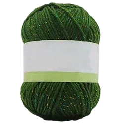 Green Acrylic Fibers & Polyester Yarn, with Golden Silk Thread, for Weaving, Knitting & Crochet, Green, 2~2.5mm