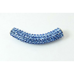 Saphir Laiton moyen orient des perles strass, Tube, saphir, 45~46.5x9mm, Trou: 4mm