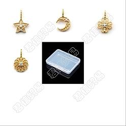 Real 14K Gold Plated 8Pcs 4 Style Brass Micro Pave Clear Cubic Zirconia Charms, Mixed Shapes, Real 14K Gold Plated, 15x9.5~10x2~4mm, Hole: 1.5x3mm, 2pcs/style