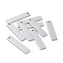 Stainless Steel Color 201 Stainless Steel Rectangle Stamping Blank Tag Pendants, One Side Polishing, Stainless Steel Color, 40x9x1mm, Hole: 2.8~3mm