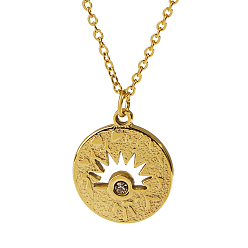 Настоящее золото 18K Стильные 304 подвески-солнечные лучи из нержавеющей стали для женщин на каждый день, реальный 18 k позолоченный, 17.72 дюйм (45 см)