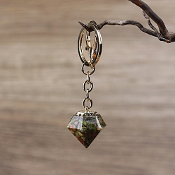 Ruby in Zoisite Natural Ruby in Zoisite Chips Inside Resin Diamond Keychain, Pendant: 3x2.5cm