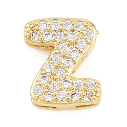 Letter Z Латунные микропаве из прозрачного кубического циркония, долговечный, стойки покрытие, без свинца и без кадмия, реальный 18 k позолоченный, Письмо Z, 11x9x4.5 мм, отверстие : 1.5x4.5 мм