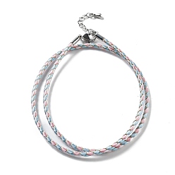 Pink Изготовление плетеных ожерелий из полиэфирного шнура, с латунной фурнитурой , нержавеющая сталь застежками, долговечный, платина, розовые, 18-3/4 дюйм (47.5 см)