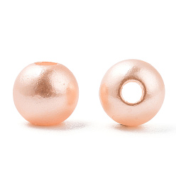 Light Salmon Spray Painted ABS Plastic Imitation Pearl Beads, Round, Light Salmon, 6x5.5mm, Hole: 1.8mm, about 4540 pcs/500g