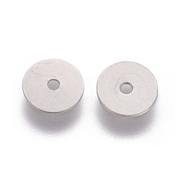 Stainless Steel Color 316 Surgical Stainless Steel Beads, Heishi Beads, Flat Round/Disc, Stainless Steel Color, 6x0.3mm, Hole: 1mm