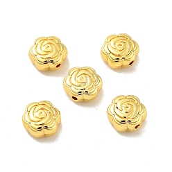 Real 18K Gold Plated Rack Plating Alloy Beads, Long-Lasting Plated, Cadmium Free & Lead Free, Rose, Real 18K Gold Plated, 8x4mm, Hole: 1mm