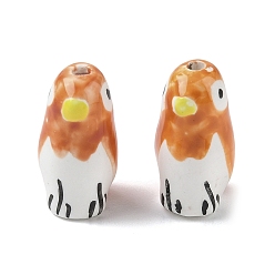 Оранжевый Фарфоровые бусины ручной работы, попугаи, пастельный фарфор, оранжевые, 20x11x11.5 мм, отверстие : 2 мм