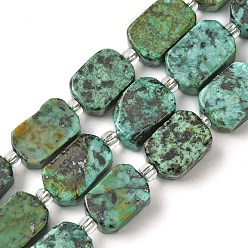 African Turquoise(Jasper) Natural African Turquoise(Jasper) Beads Strands, with Seed Beads, Rectangle, 11.5~12.5x7.5~10x5~6.5mm, Hole: 0.8~0.9mm, about 13pcs/strand, 7.68~8.07 inch(19.5~20.5cm)