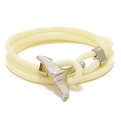 Beige Cotton Cord Bracelets, with Alloy Finding, Beige, 24-3/4 inch(63cm)