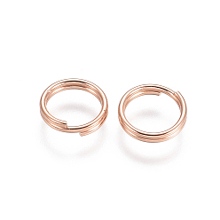 Rose Gold 304 Stainless Steel Split Rings, Double Loops Jump Rings, Rose Gold, 7x1.4mm, Inner Diameter: 5.6mm, Single Wire: 0.7mm