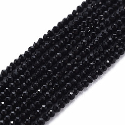 Black Glass Beads Strands, Faceted, Rondelle, Black, 2mm, Hole: 0.5mm, about 192~194pcs/strand, 12.99~13.39 inches(33~34cm)