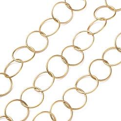 Golden Ion Plating(IP) 304 Stainless Steel Rolo Chains, Soldered, with Spool, Golden, 13x1mm