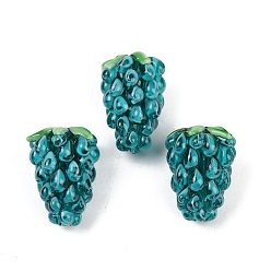 чирок Бусины лэмпворк , винограды, зелено-синие, 21~24x15~17 мм, отверстие : 1.8 мм