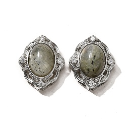 Лабрадорита Многорядные звенья из натурального лабрадорита, цветок, с латунными микро проложить кубических выводы циркония, стойки покрытие, без свинца и без кадмия, 21x17.5x9.5 мм, отверстие : 1.8 мм