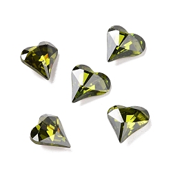 Темно-Зеленый Кабошоны кубического циркония кабошоны, задние и задние, сердце, темно-зеленый, 9x8x3.5 мм