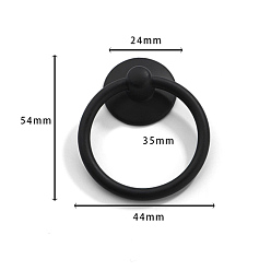Black Spray Painted Alloy Drawer Drop Pull Rings, Cabinet Pulls Handles for Drawer, Doorknob Accessories, with Iron Rings, Black, 54x44x13mm, Inner Diameter: 35mm