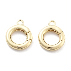 Настоящее золото 18K Обшивка стойки латунными пружинными кольцами, долговечный, без свинца, без кадмии и без никеля, кольцо, реальный 18 k позолоченный, 13.8x11x2.5 мм, отверстие : 1.5 мм