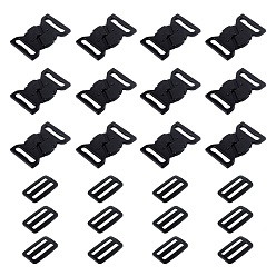 Black DIY Backpack Accessories Sets Kits, with Plastic Buckle Clasps & Adjustable Quick Side Release Buckles, Black, 39x54x5mm, Hole: 4.5mm, 60pcs/set