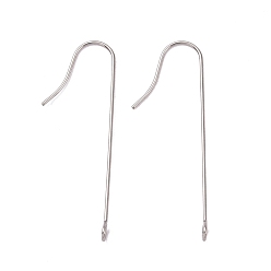 Stainless Steel Color 316 Surgical Stainless Steel Earring Hooks, with Vertical Loops, Stainless Steel Color, 39x3mm, Hole: 1.8mm, 21 Gauge, Pin: 0.7mm