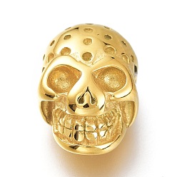Golden Halloween 304 Stainless Steel Beads, Skull, Golden, 13x9.5x7mm, Hole: 1.8mm