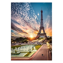 Sky Blue Eiffel Tower Scenery DIY Diamond Painting Kit, Including Resin Rhinestones Bag, Diamond Sticky Pen, Tray Plate and Glue Clay, Sky Blue, 300x200mm