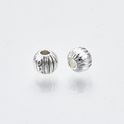 Silver Tibetan Style Alloy Beads, Round, Cadmium Free & Lead Free, Silver, 4x3mm, Hole: 1.2mm, about 6200pcs/1000g